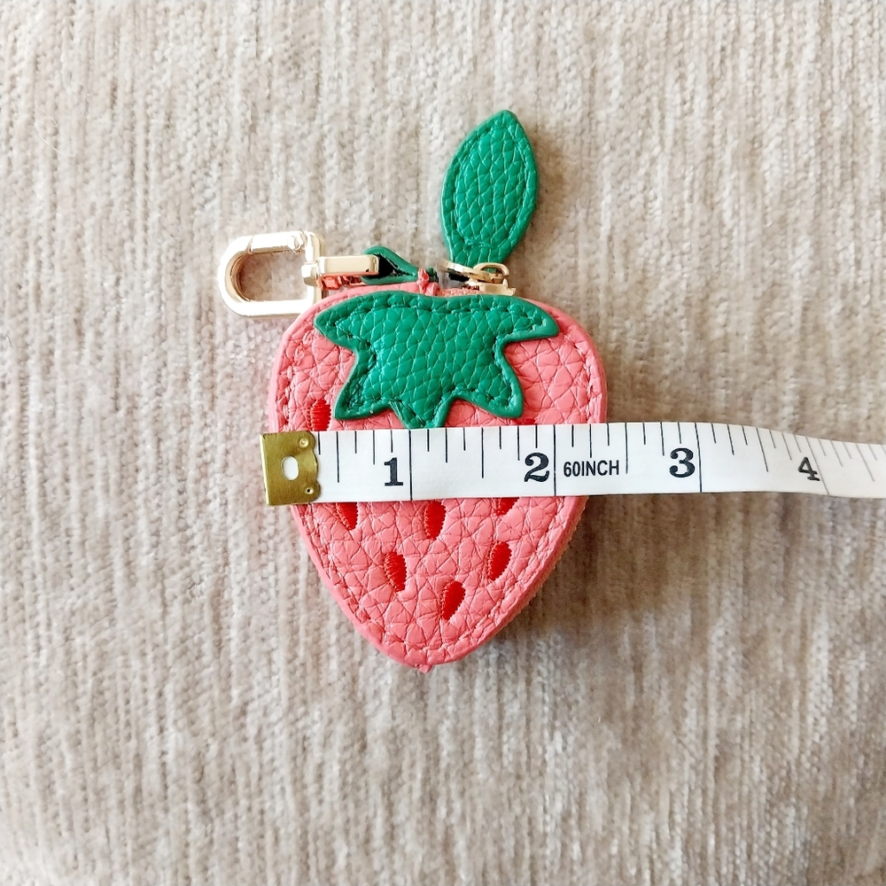 PINK STRAWBERRY Bag Charm Coin Purse Keychain - Picture 5 of 5